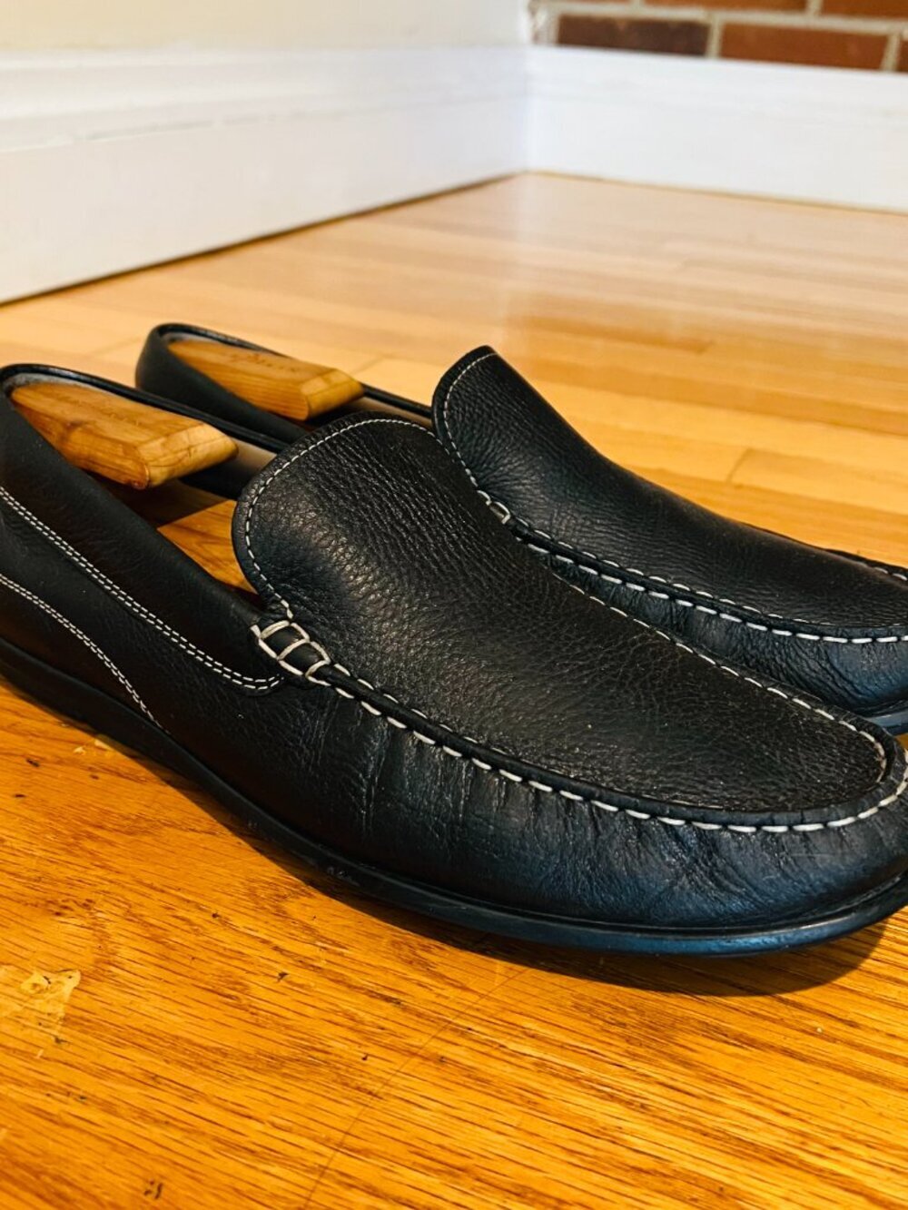 ECCO Classic Driving Moc 2.0 Men Slip On Loafer 45 Black Leather Contrast Stitch